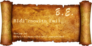 Blázsovits Emil névjegykártya
